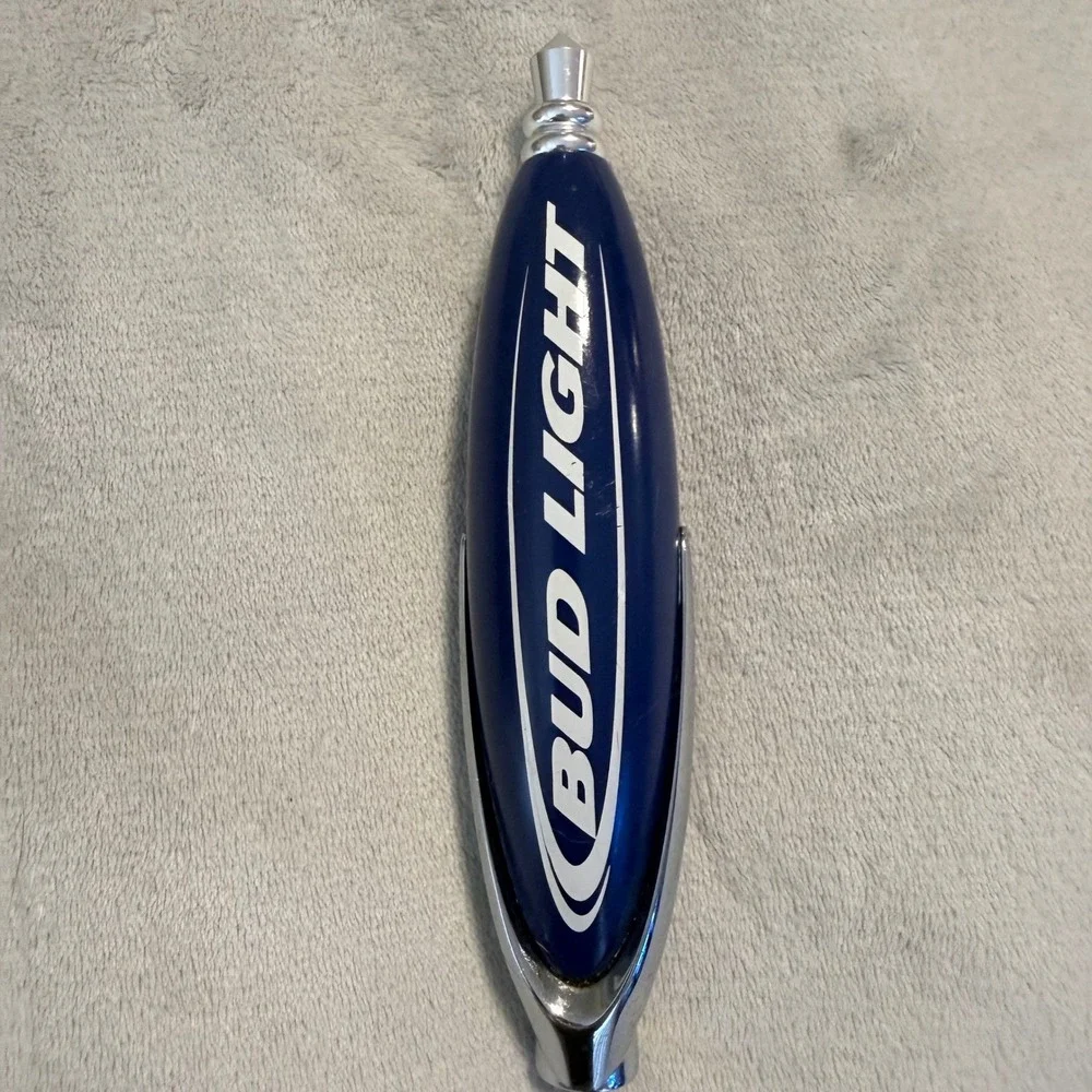 Vintage Bud Light Beer Tap Handle Blue Chrome 7
